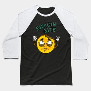 Bitcoin Bite Cryptocurrency Retro Cartoon Coin Baseball T-Shirt